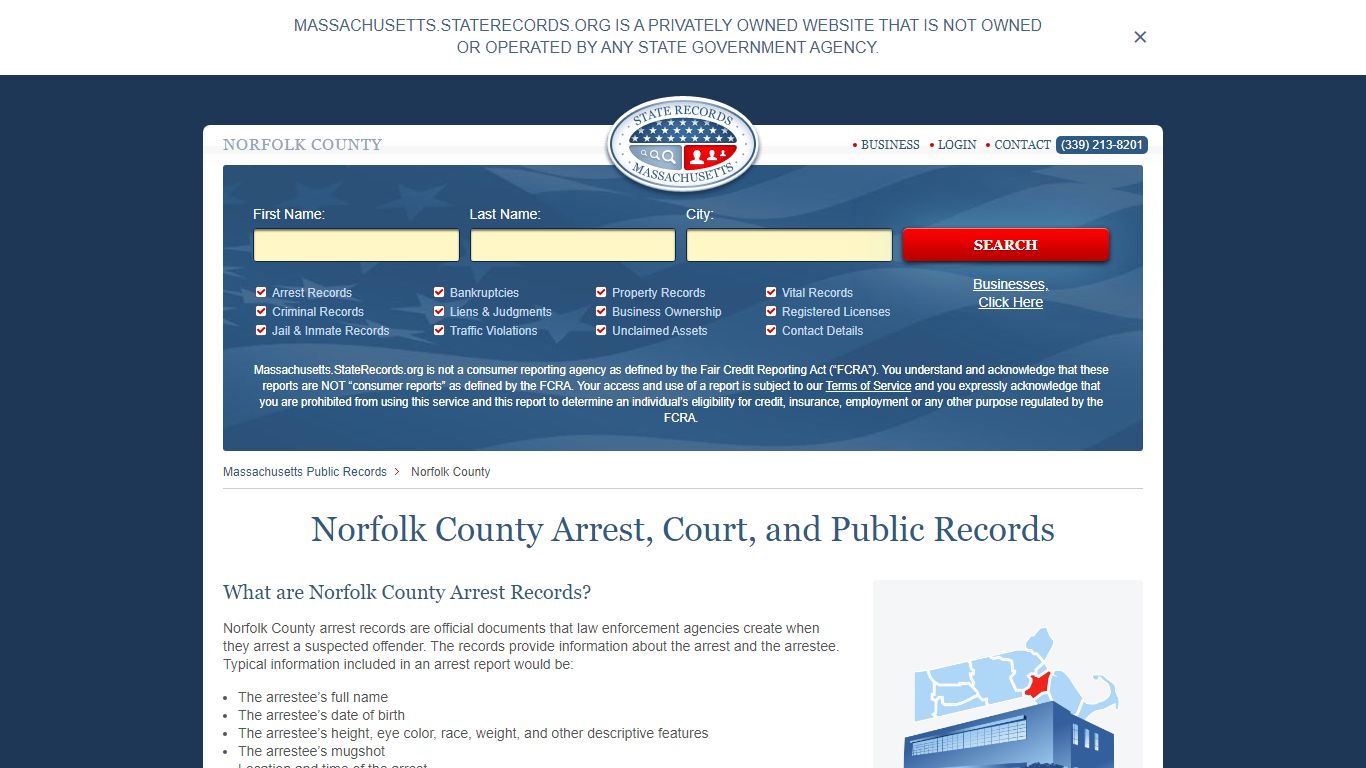 Norfolk County Arrest, Court, and Public Records